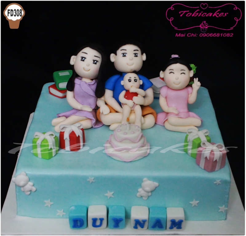 [FD308] BÁNH SINH NHẬT TẠO HÌNH CHIBI GIA ĐÌNH