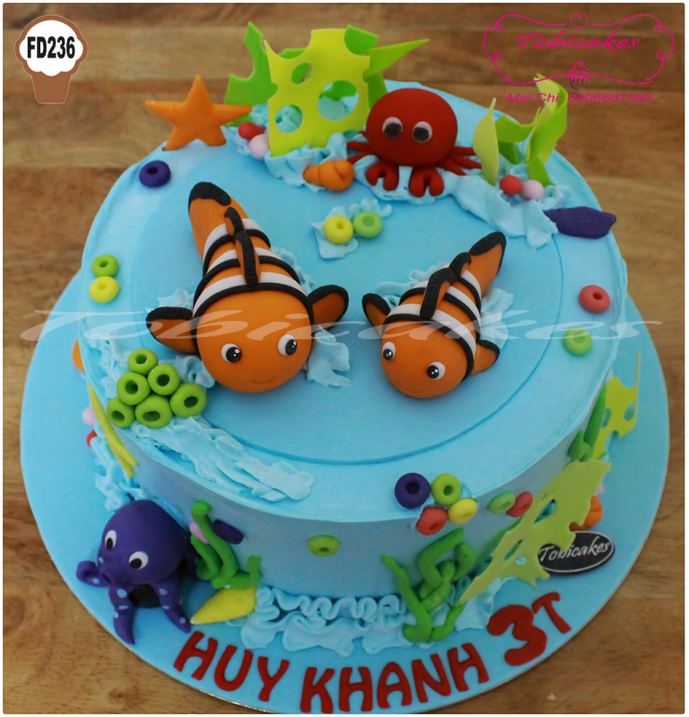 [FD236] BÁNH SINH NHẬT 2 BỐ CON NEMO DƯỚI ĐẠI DƯƠNG