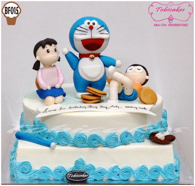 [BF015] BÁNH SINH NHẬT TRANG TRÍ HÌNH DOREMON XUKA VÀ NOBITA