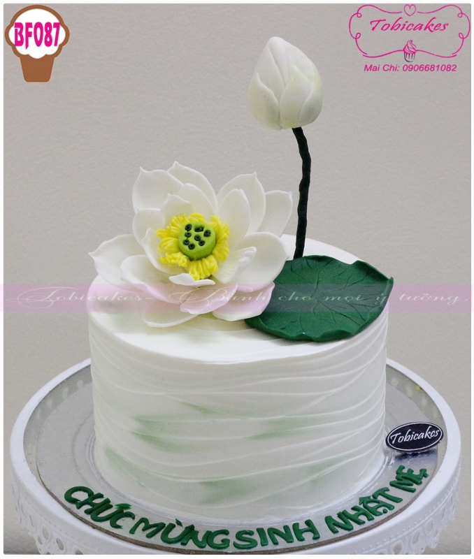 [BF087] BÁNH SINH NHẬT TẠO HÌNH HOA SEN TRẮNG
