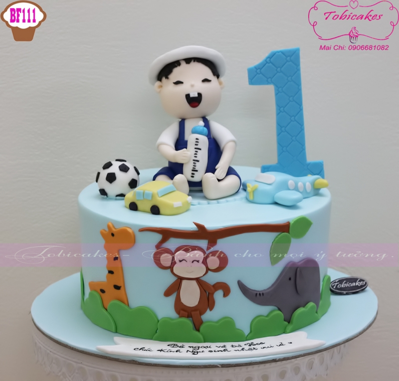 [BF111] BÁNH SINH NHẬT TRANG TRÍ HÌNH BÉ TRAI CUTE TUỔI KHỈ