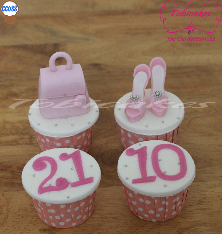 [CC88] CUPCAKES TẠO HÌNH TÚI GIÀY TONE HỒNG
