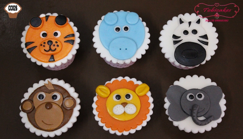 [CC026] CUPCAKES HÌNH 2D MẶT THÚ BỘ 6