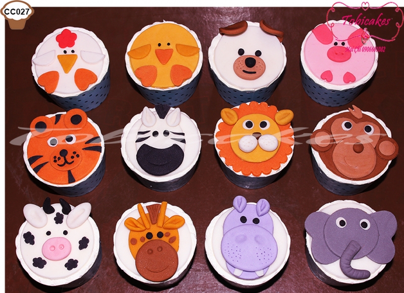 [CC027] CUPCAKES HÌNH 2D CÁC MẶT THÚ