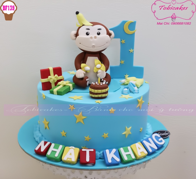 [BF139] BÁNH SINH NHẬT TẠO HÌNH BÉ KHỈ NÂU
