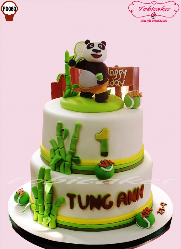 [FD060] BÁNH SINH NHẬT CHỦ ĐỀ GẤU BOO ĐÁNH TENIS TRONG RỪNG TRÚC