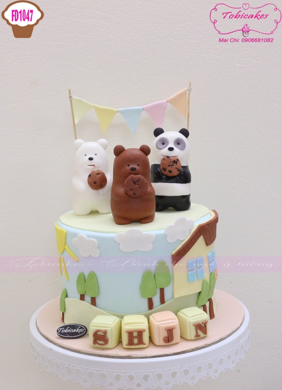 [FD1047] BÁNH SINH NHẬT CHỦ ĐỀ 3 ANH EM NHÀ GẦU CUTE