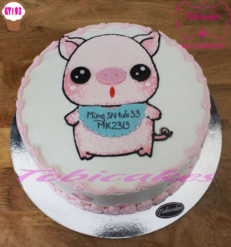 [GT193] BÁNH SINH NHẬT VẼ HÌNH BÉ HEO CON CUTE