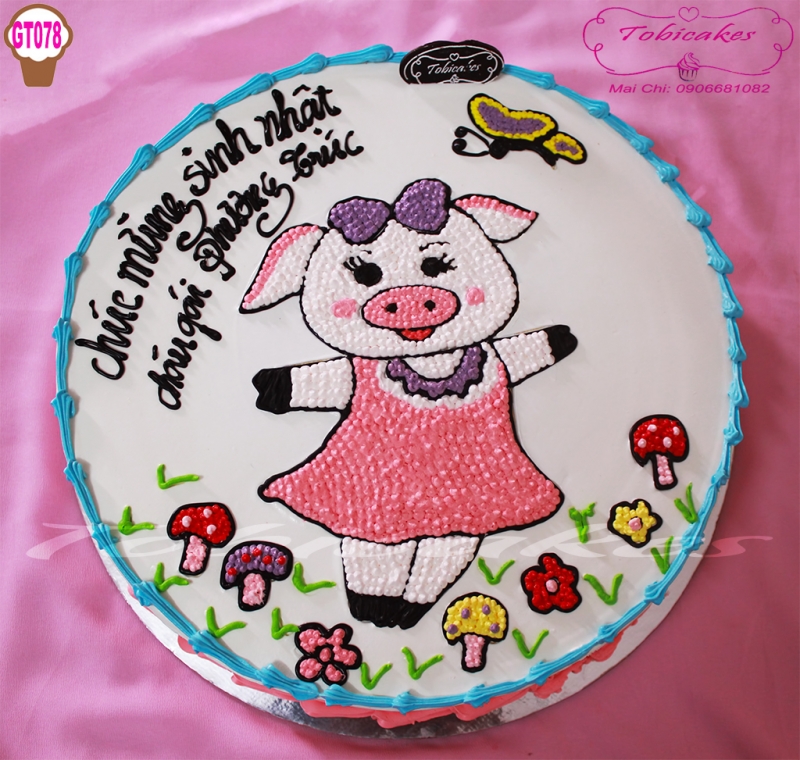 [GT078] BÁNH SINH NHÂT GATO VẼ HÌNH HEO XINH