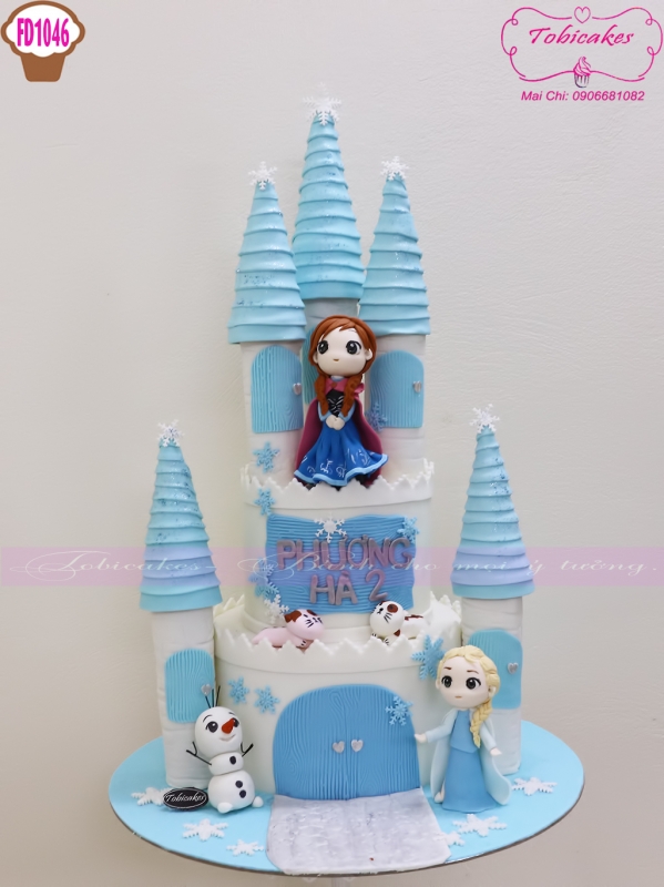 BÁNH SINH NHẬT TẠO HÌNH LÂU ĐÀI ELSA VÀ ANNA