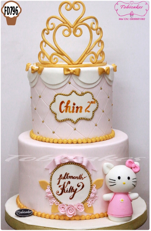 [FD796] BÁNH SINH NHẬT VƯƠNG MIỆN VÀNG VÀ BÉ KITTY
