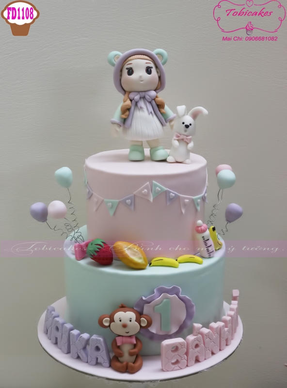 [FD1108] BÁNH SINH NHẬT BÉ BÚP BÊ CUTE TUỔI KHỈ