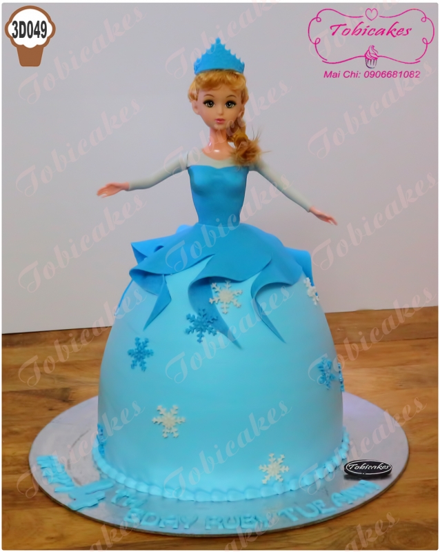 [3D049] BÁNH SINH NHẬT GATO BÚP BÊ ELSA XINH ĐẸP