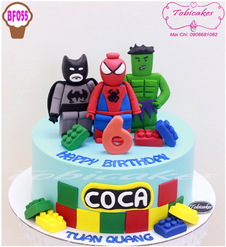 [BF055] BÁNH SINH NHẬT TRANG TRÍ HÌNH BATMAN , NGƯỜI NHỆN , HULK TRONG THẾ GIỚI LEGO