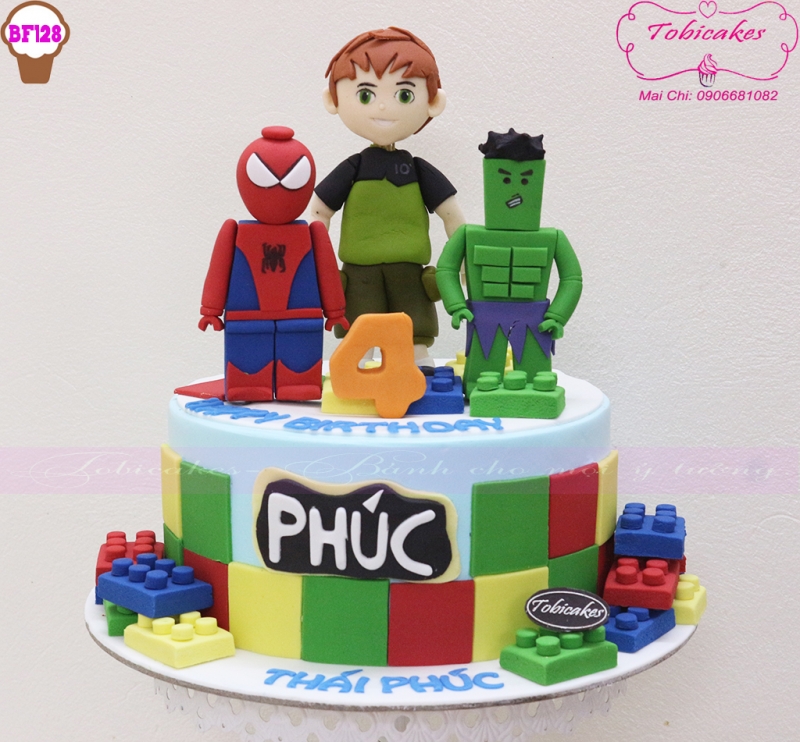 [FD128] BÁNH SINH NHẬT GATO TRANG TRÍ HÌNH SIÊU ANH HÙNG PHONG CÁCH LEGO