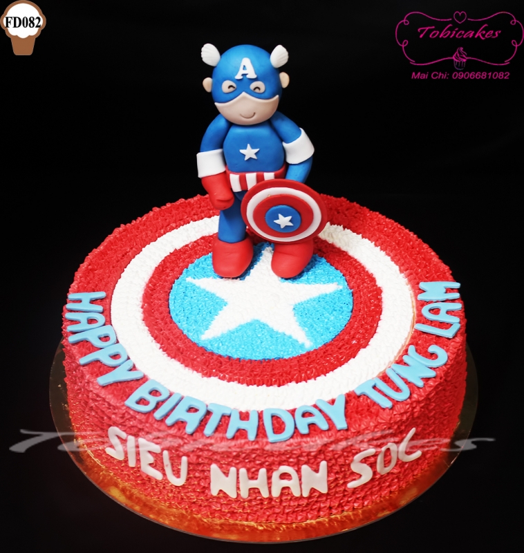 [FD082] BÁNH SINH NHẬT GATO TRANG TRÍ HÌNH CAPTAIN AMERICA