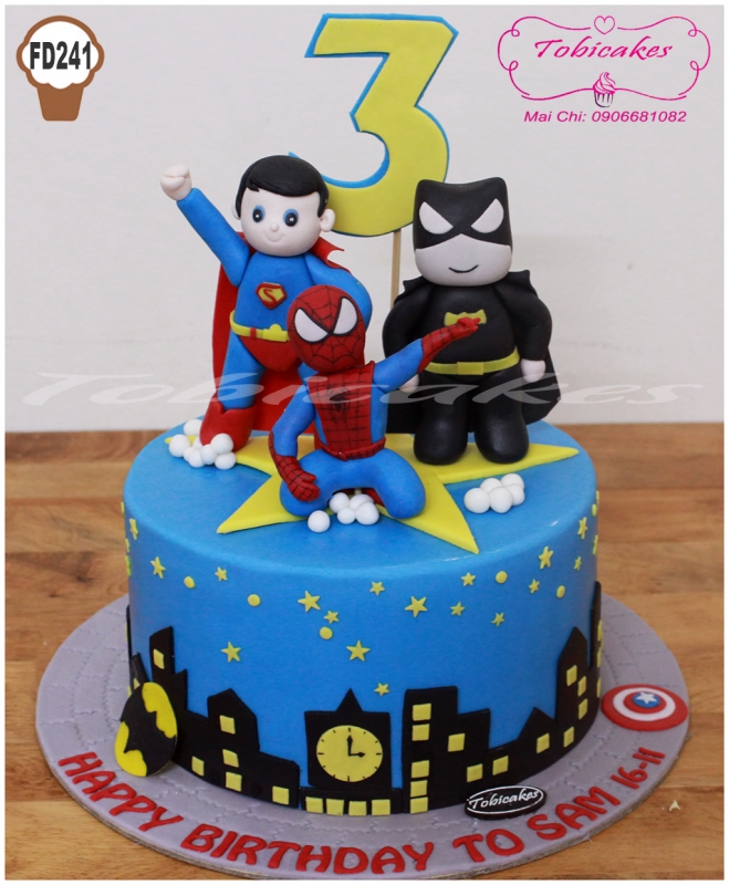 [FD241] BÁNH SINH NHẬT DÀNH TẶNG BÉ TRAI THÍCH BATMAN VÀ SUPERMAN