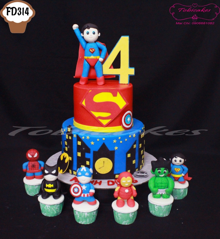 [FD314] BÁNH SINH NHẬT SUPERMAN DÀNH CHO BÉ TRAI 4 TUỔI
