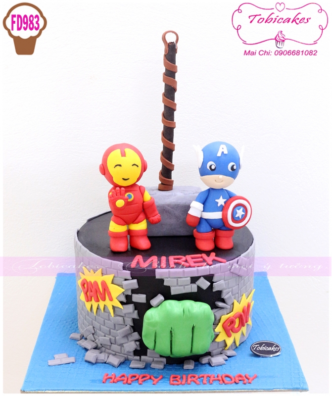 [FD983] BÁNH SINH NHẬT TẠO HÌNH IRON MAN , HULK , CAPTAIN AMERICA , THOR