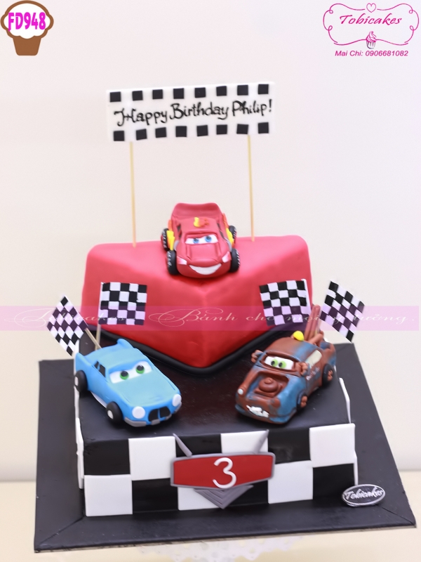 [FD948] BÁNH SINH NHẬT MC QUEEN VÀ CÁC NHÂN VẬT TRONG ''CARS''