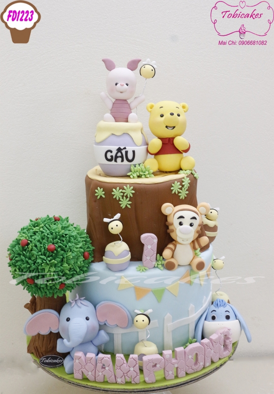 [FD1123] BÁNH SINH NHẬT GẤU POOH CÙNG CÁC NGƯỜI BẠN DỄ THƯƠNG