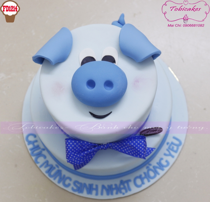 [FD1214] BÁNH SINH NHẬT HÌNH MẶT CHÚ HEO CON NGỘ NGHĨNH