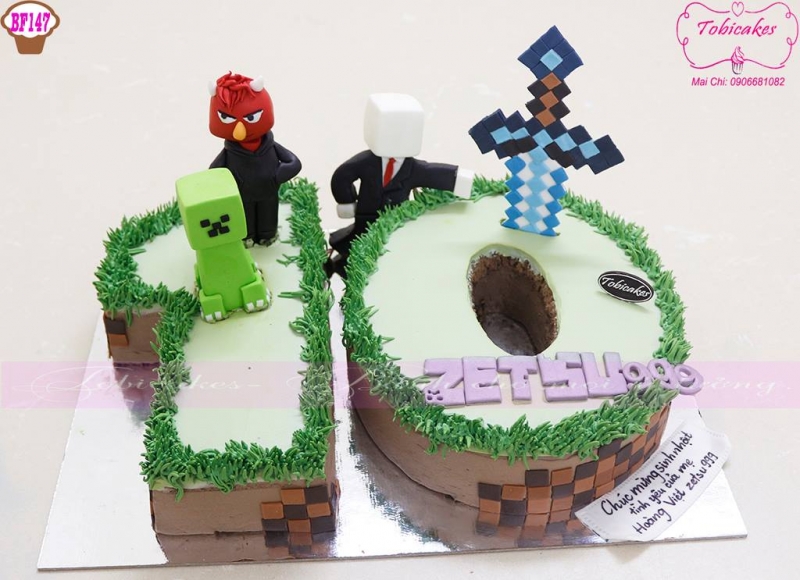 [BF147] BÁNH SINH NHẬT TỈA HÌNH SỐ TUỔI CHỦ ĐỀ MINECRAFT DÀNH CHO BÉ TRAI