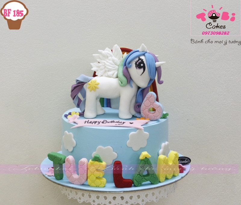 [BF185] BÁNH SINH NHẬT TẠO HÌNH CHÚ NGỰA PONY MÀU TRẮNG