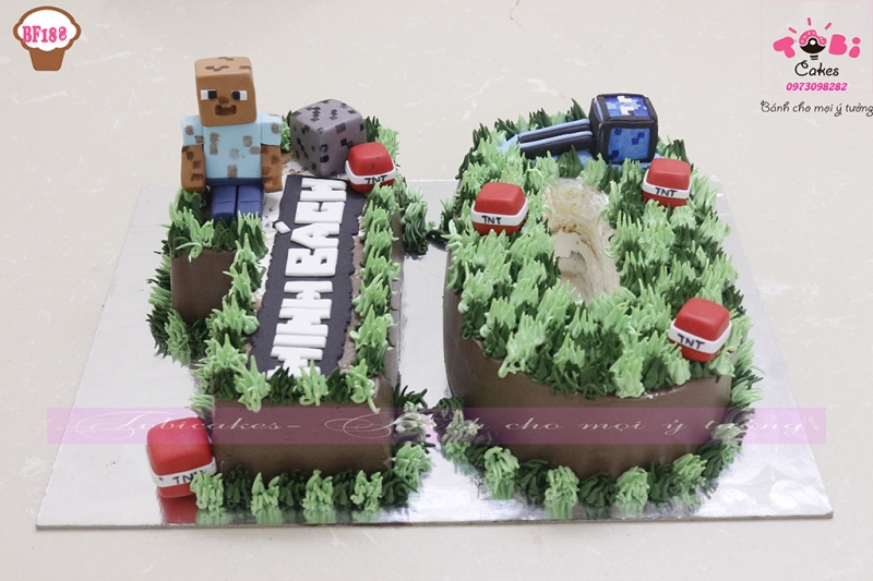 [BF188] BÁNH SINH NHẬT TỈA HÌNH SỐ 10 VÀ TẠO HÌNH NHÂN VẬT MINECRAFT