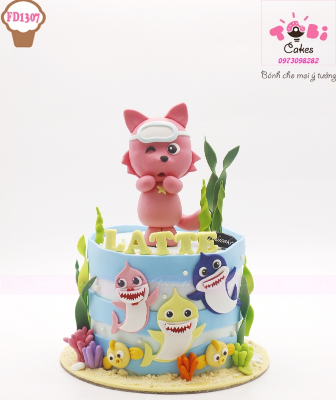 [FD1307] BÁNH SINH NHẬT TẠO HÌNH PINKPONG BABY SHARK