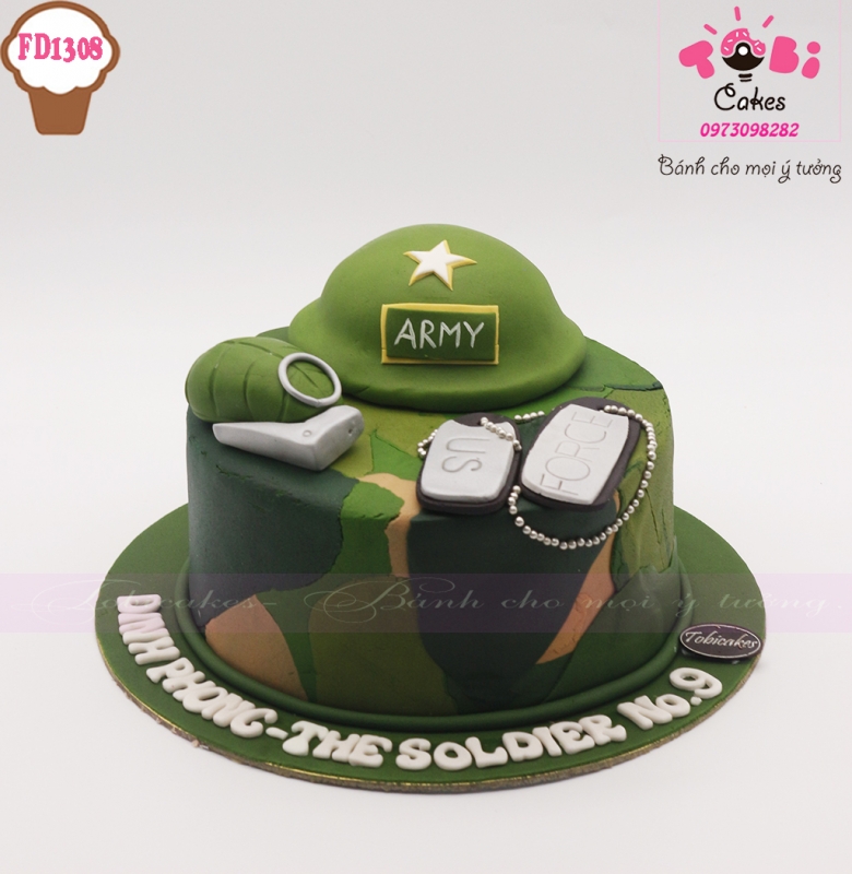 [FD1308] BÁNH SINH NHẬT TRANG TRÍ CHỦ ĐỀ ARMY