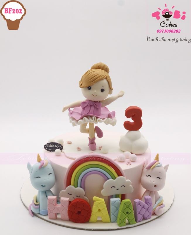 [BF202] BÁNH SINH NHẬT TẠO HÌNH CÔNG CHÚA BALE VÀ NGỰA PONY