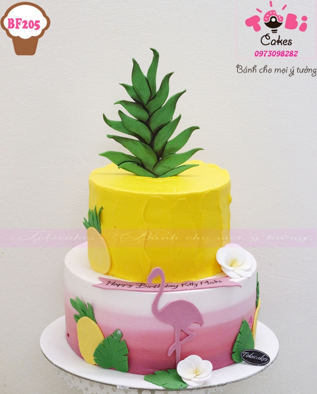 [BF205] BÁNH SINH NHẬT SẮC MÀU SẶC SỠ MÙA HÈ VỚI CHIM FLAMINGO