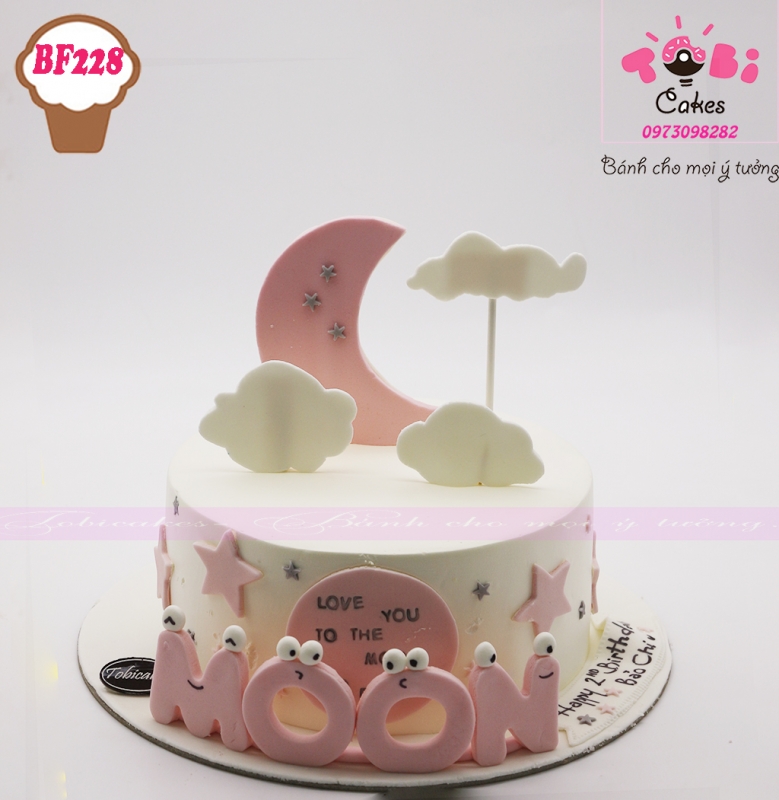 [BF228] BÁNH SINH NHẬT TRANG TRÍ HÌNH MẶT TRĂNG MÂY SAO DÀNH CHO BÉ GÁI