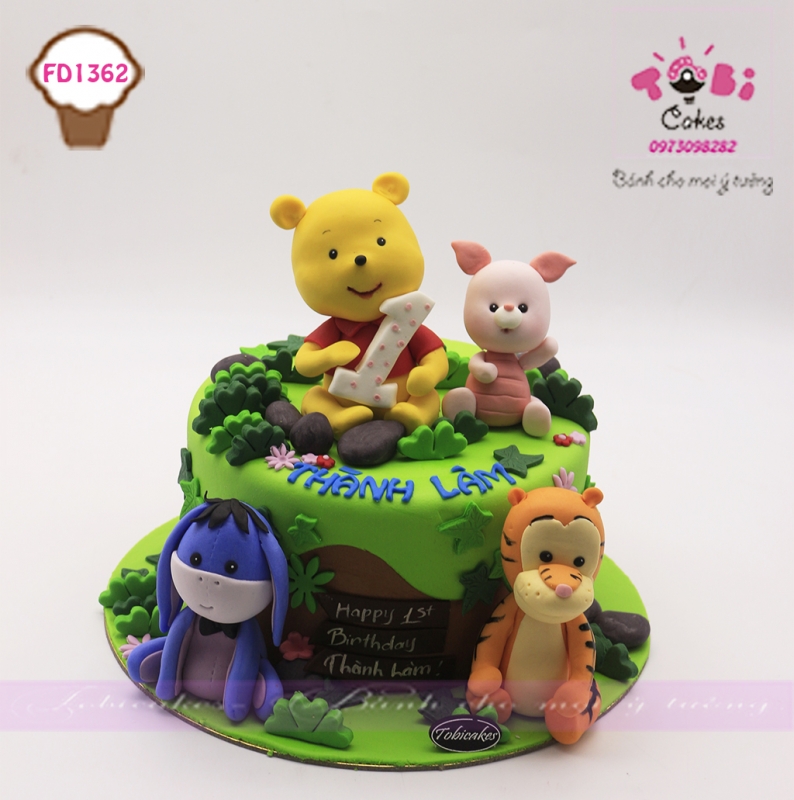 [FD1362] BÁNH SINH NHẬT TẠO HÌNH GẤU POOH VÀ CÁC NGƯỜI BẠN