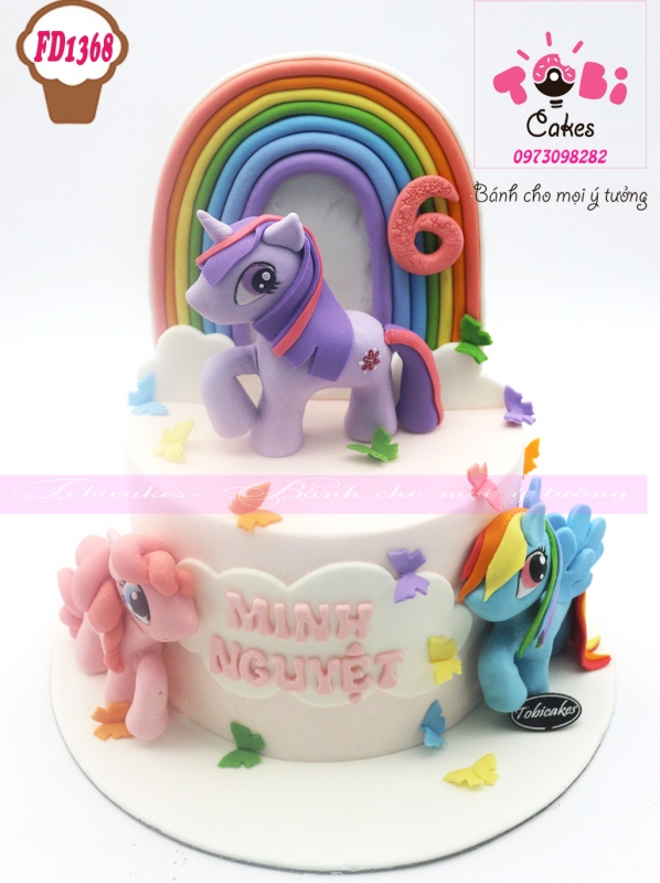 [FD1368] BÁNH SINH NHẬT TẠO HÌNH NGỰA PONY VÀ CẦU VỒNG