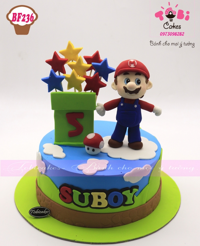 [BF236] BÁNH SINH NHẬT TRANG TRÍ TẠO HÌNH CHỦ ĐỀ MARIO