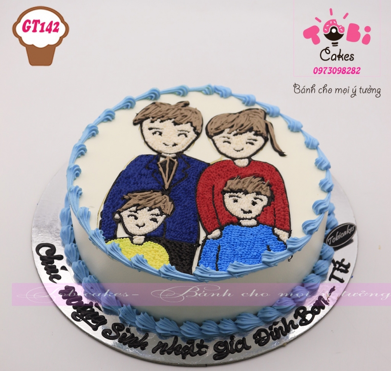 [GT142] BÁNH SINH NHẬT GATO VẼ HÌNH GIA ĐÌNH