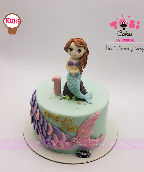 [FD1385] BÁNH SINH NHẬT TẠO HÌNH NÀNG TIÊN CÁ CUTE MÀU PASTEL
