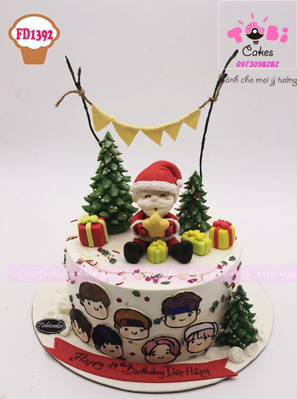 [FD1392] BÁNH SINH NHẬT TRANG TRÍ CHỦ ĐỀ NOEL DÀNH CHO FAN BTS BAND