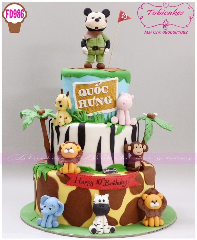 BÁNH SINH NHẬT TẠO HÌNH CHUỘT MICKEY THÁM HIỂM KHU RỪNG