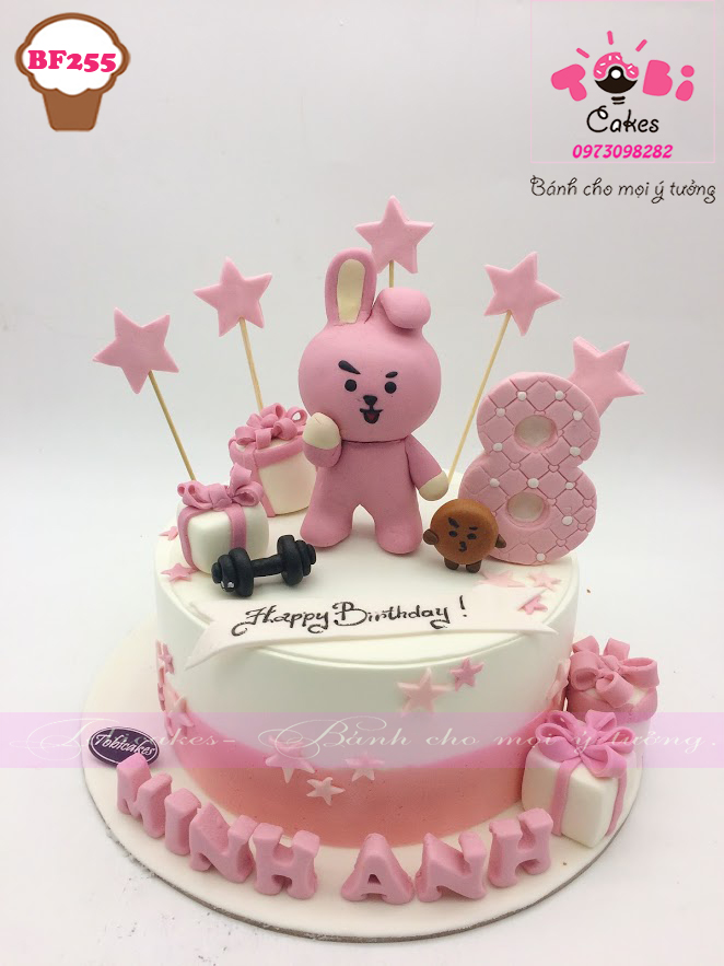 [BF255] BÁNH SINH NHẬT TẠO HÌNH THỎ COOKY BT21