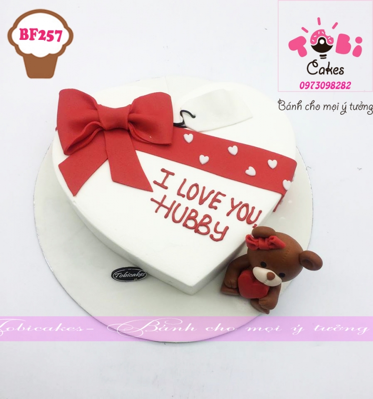 [BF257] BÁNH SINH NHẬT HÌNH TRÁI TIM TRANG TRÍ HÌNH CHÚ GẤU CUTE