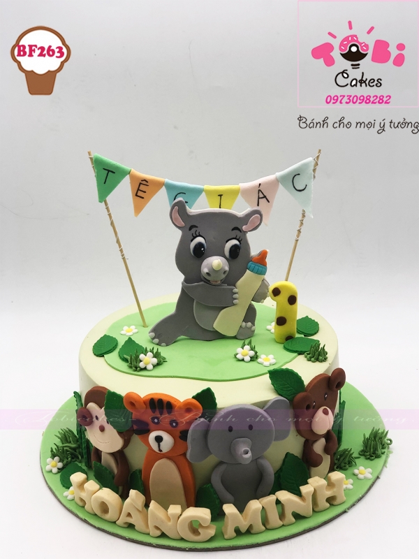 [BF263] BÁNH SINH NHẬT TRANG TRÍ CHỦ ĐỀ SAFARI DÀNH CHO BÉ TRAI
