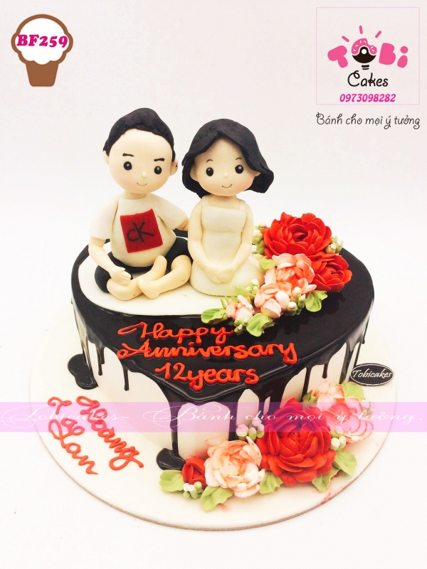 [BF259] BÁNH GATO TRÁI TIM DÀNH CHO CẶP TÌNH NHÂN VALENTINE TRANG TRÍ HOA KEM