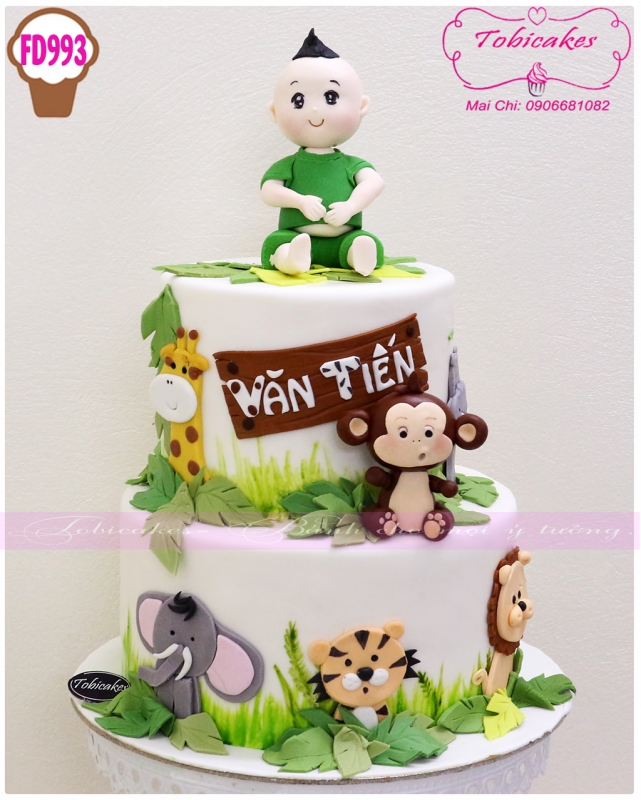 BÁNH SINH NHẬT TẠO HÌNH CẬU BÉ VÀ CÁC BẠN THÚ RỪNG