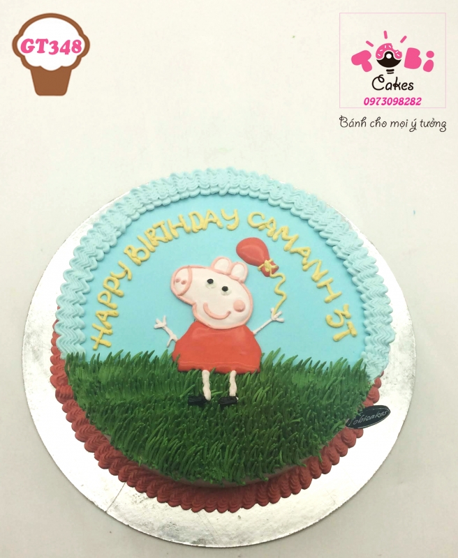[GT348] BÁNH SINH NHẬT VẼ HÌNH PETPAPIG DÀNH CHO BÉ GÁI TUỔI HEO