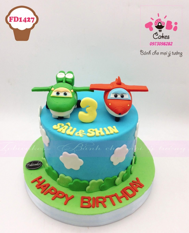 [FD1427] BÁNH SINH NHẬT TẠO HÌNH 2 MÁY BAY ROBOT SUPERWINGS