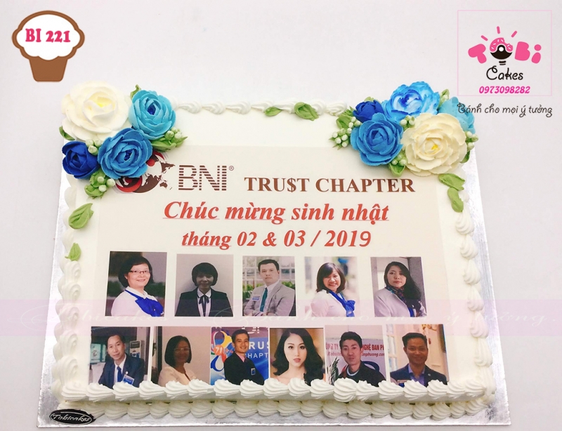[BI221] BÁNH SINH NHẬT IN ẢNH TRANG TRÍ HOA KEM DÀNH CHO SINH NHẬT THÁNG