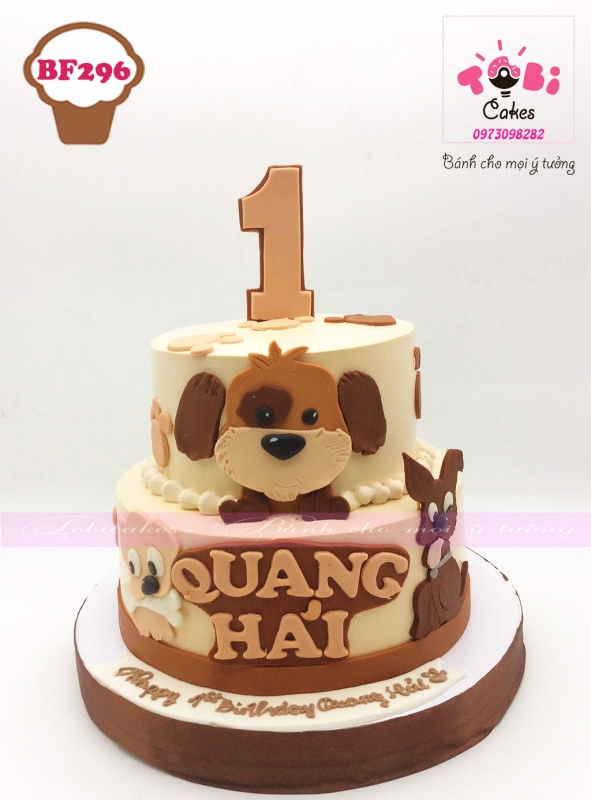 [BF296] BÁNH SINH NHẬT TRANG TRÍ HÌNH CÚN CON DÀNH CHO BÉ TRAI